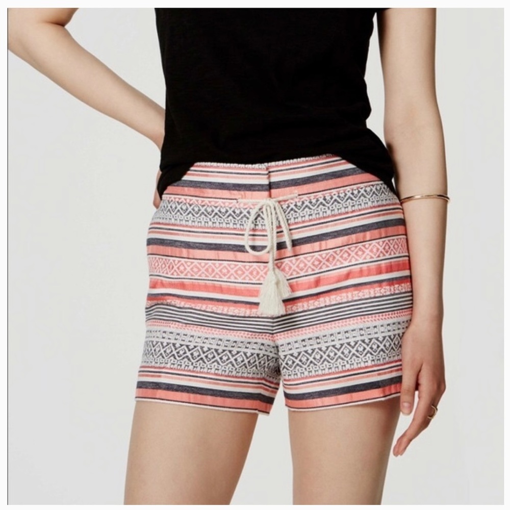 LOFT Size 4 Striped Drawstring Riviera Shorts